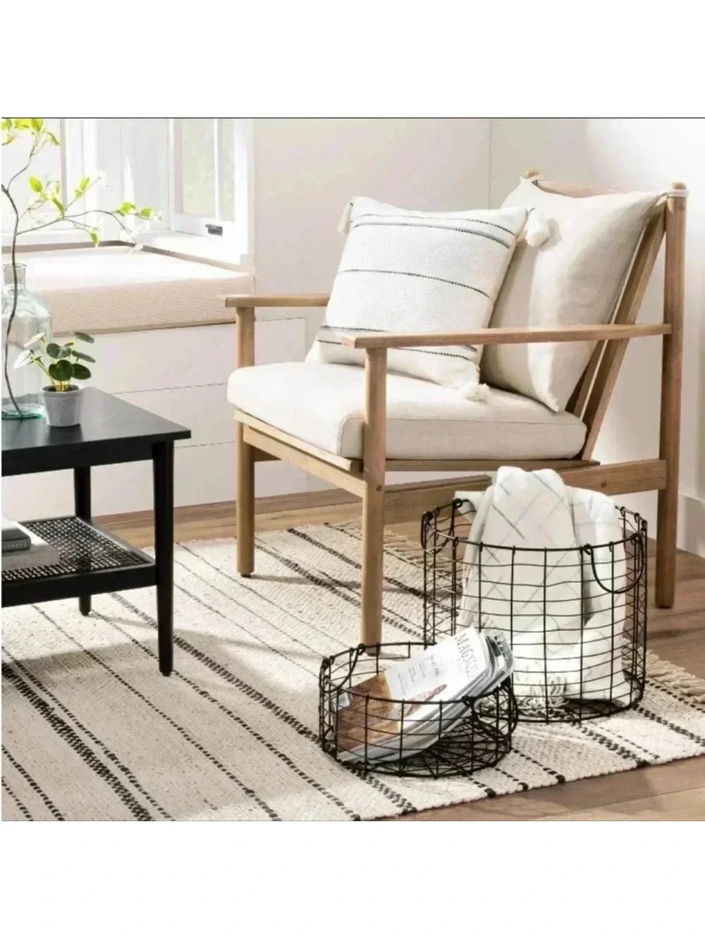 NWT Small Round Wire Metal Storage Basket with Handles Black - Hearth & Hand